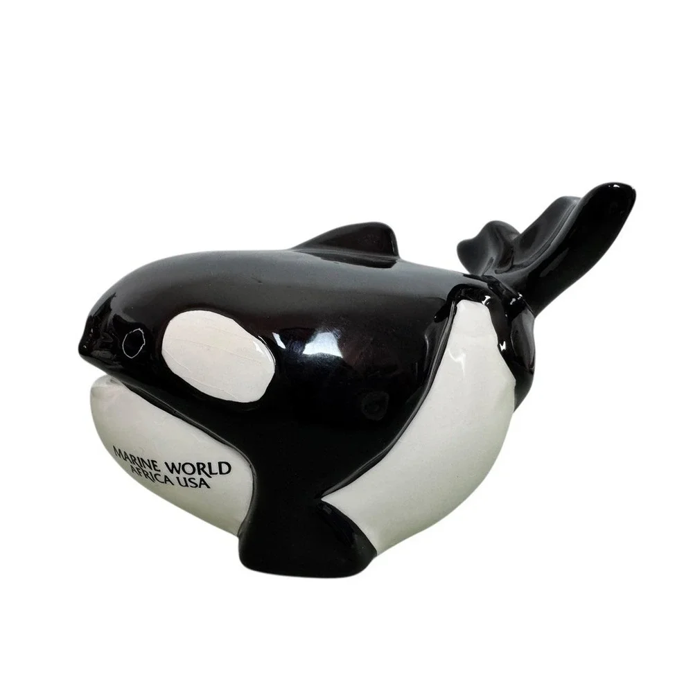 Marine World Africa Usa Orca Whale Figurine Coin Bank A‎ Gift Corp Ceramic